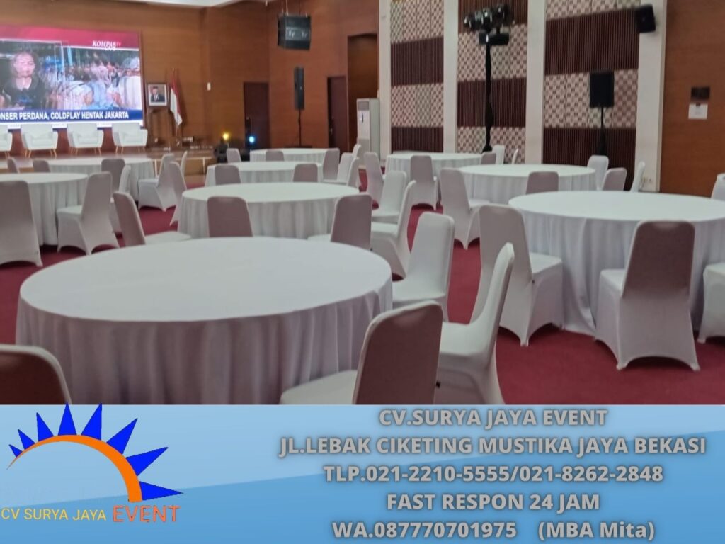 Menyewakan Roundtable Cover Skriting Putih Bogor Selatan