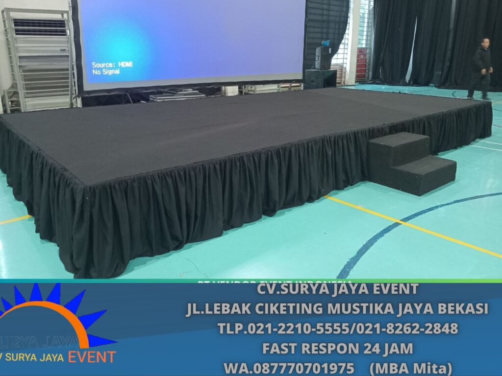 Jasa Sewa Panggung Indoor Karpet Dan Poni Hitam Area Jakarta
