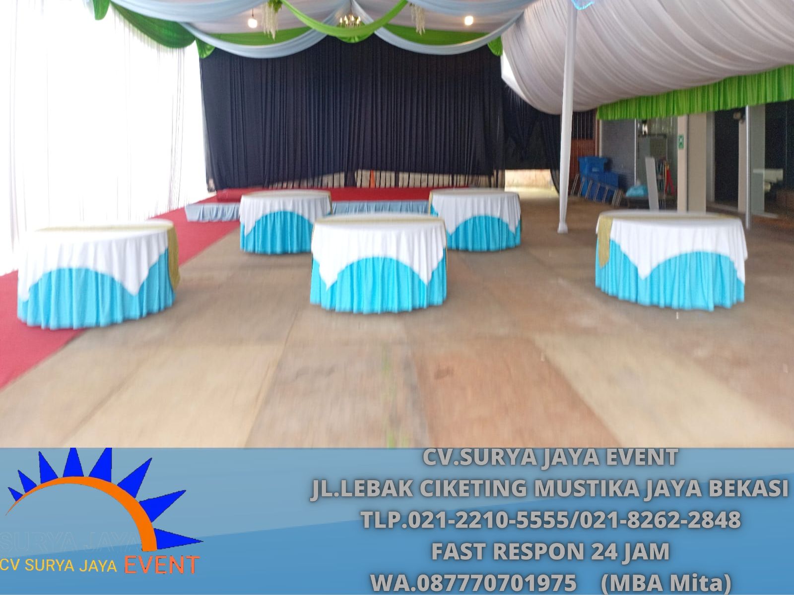 Meja D 160cm Cover Tebar Biru Muda