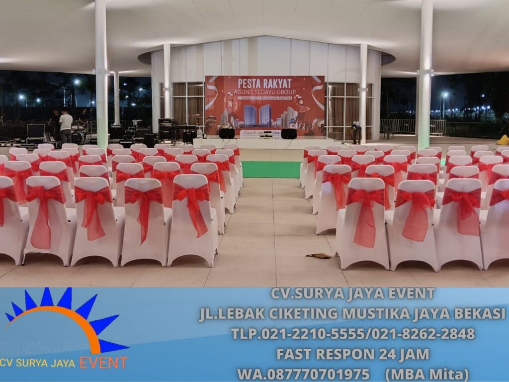 Jasa Sewa Kursi Futura Susun Cover Putih Pita Merah Jakarta