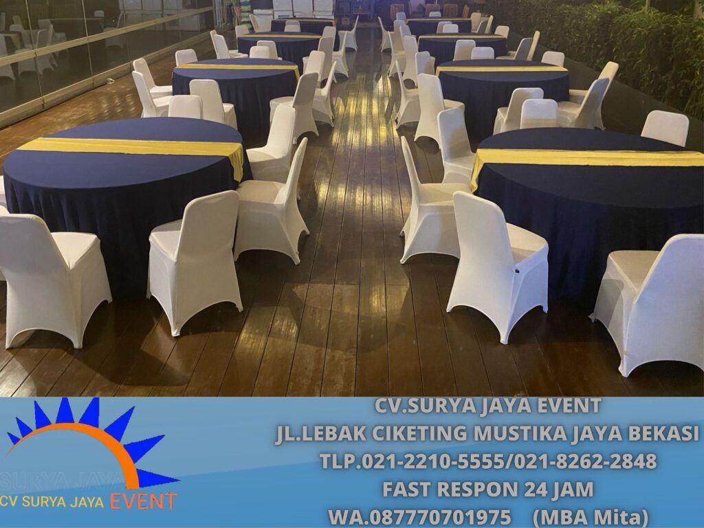 Sewa Kursi Dan Meja Bundar Cover Biru Event Hotel Capital Palace Jakarta