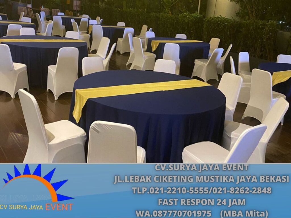 Sewa Kursi Dan Meja Bundar Cover Biru Event Hotel Capital Palace Jakarta