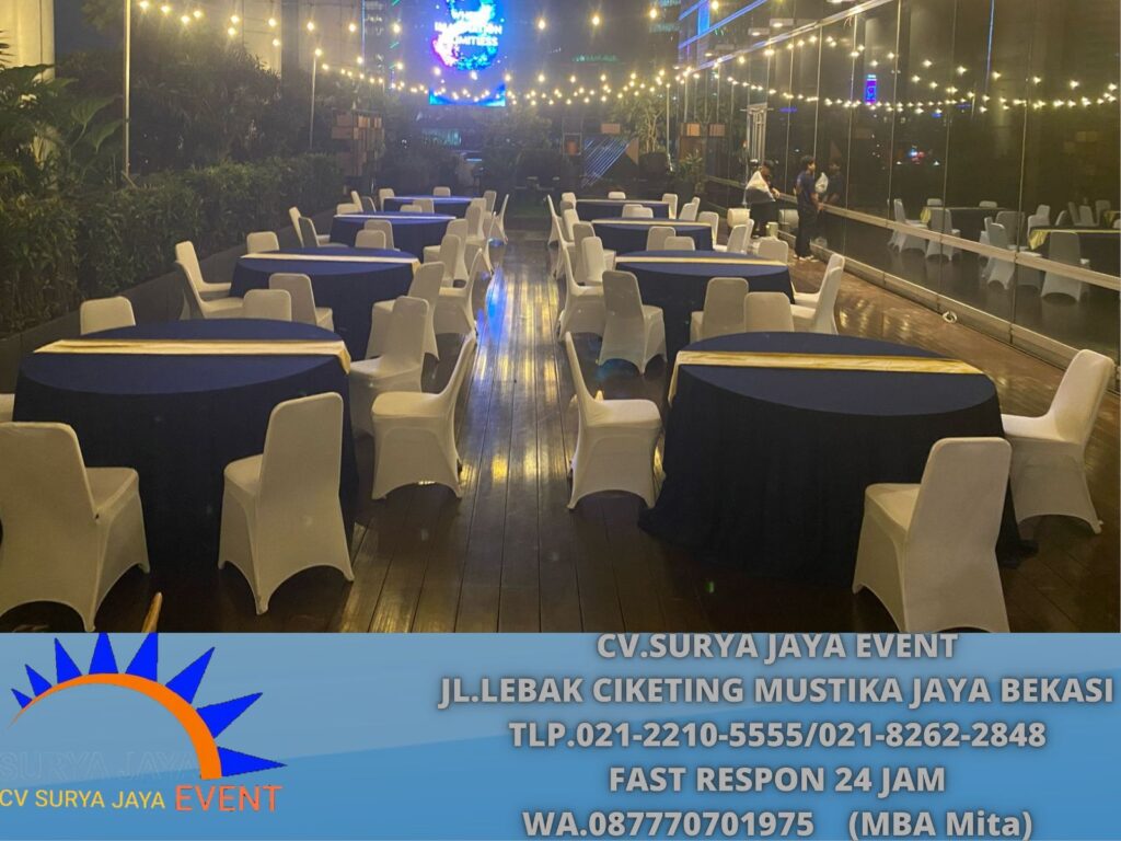 Sewa Kursi Dan Meja Bundar Cover Biru Event Hotel Capital Palace Jakarta