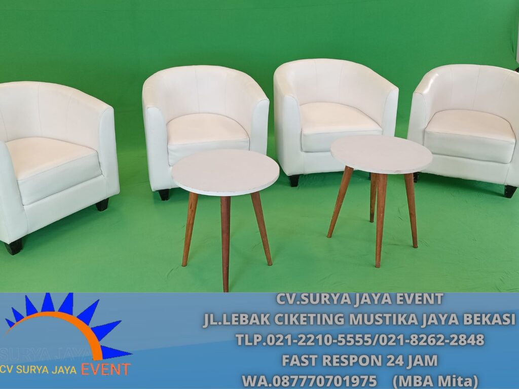 Sewa Sofa Type Oval Putih Set Meja Sudut Atau Meja Coffee Putih Jakarta