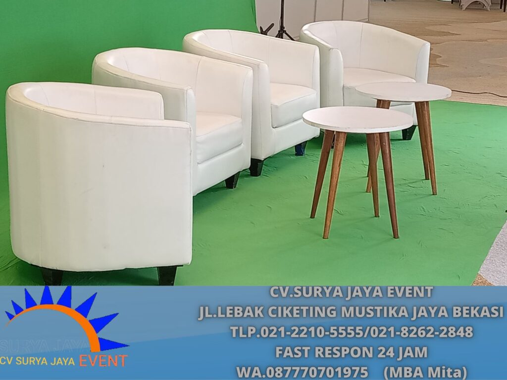 Sewa Sofa Type Oval Putih Set Meja Sudut Atau Meja Coffee Putih Jakarta