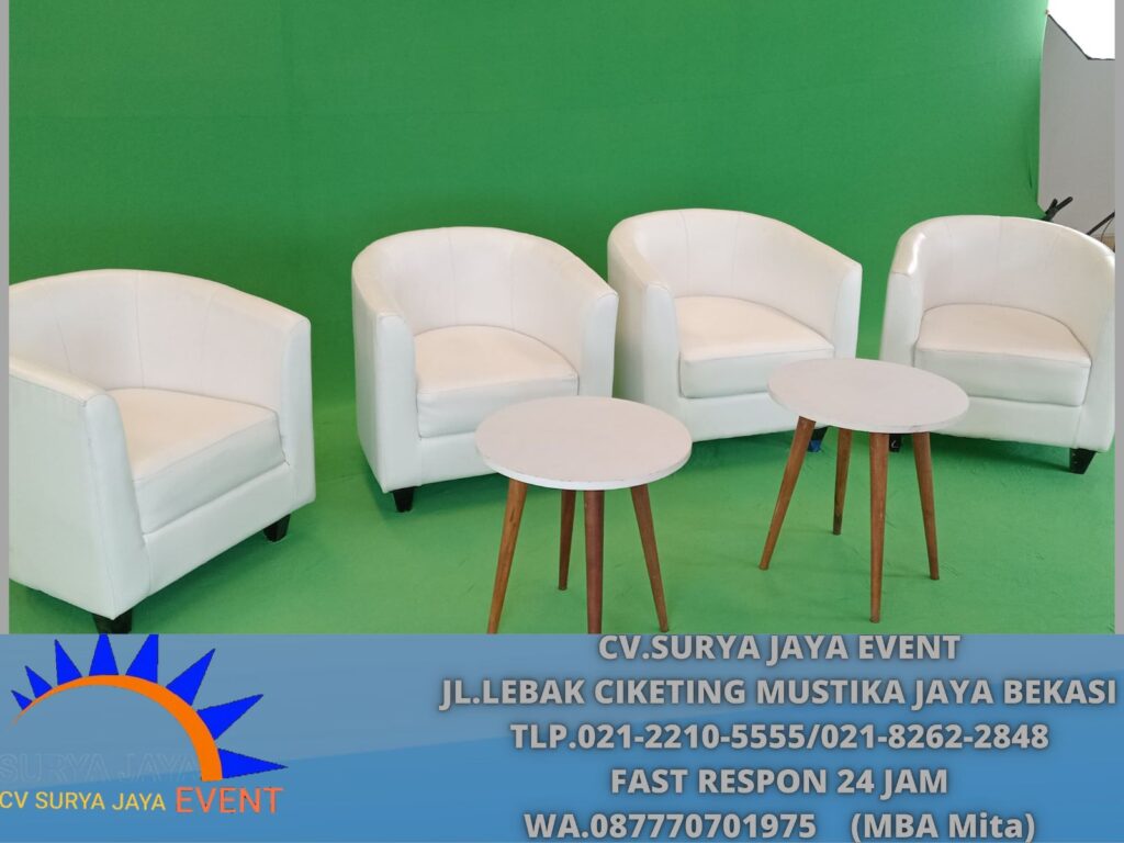 Sewa Sofa Type Oval Putih Set Meja Sudut Atau Meja Coffee Putih Jakarta