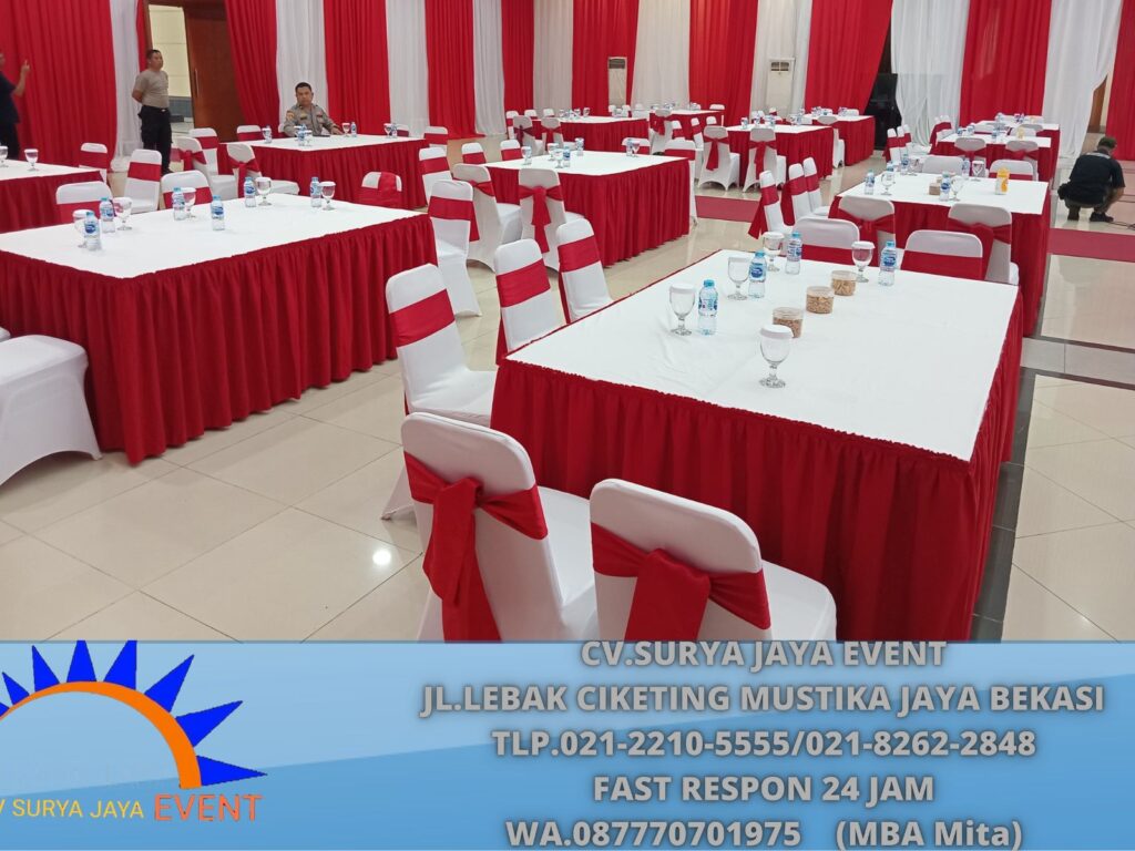 Rental Meja Dan Kursi Cover Merah Putih Jakarta