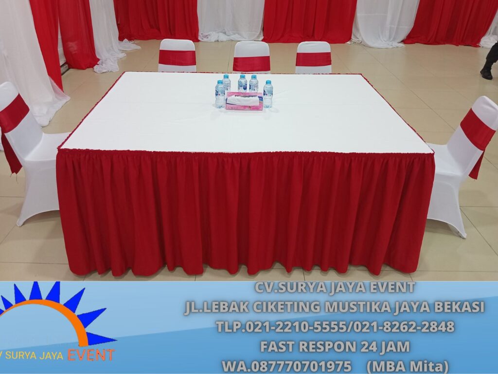 Rental Meja Dan Kursi Cover Merah Putih Jakarta