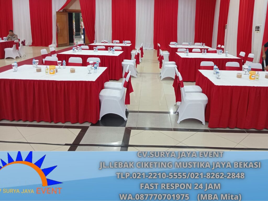 Rental Meja Dan Kursi Cover Merah Putih Jakarta
