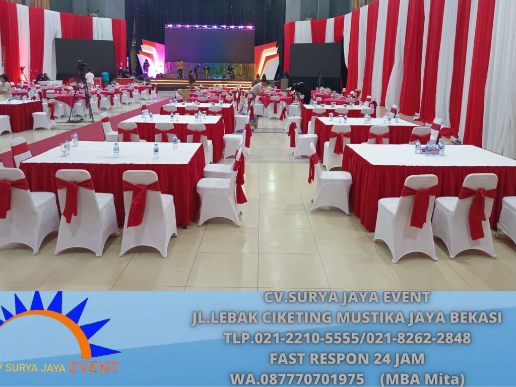 Rental Meja Dan Kursi Cover Merah Putih Jakarta