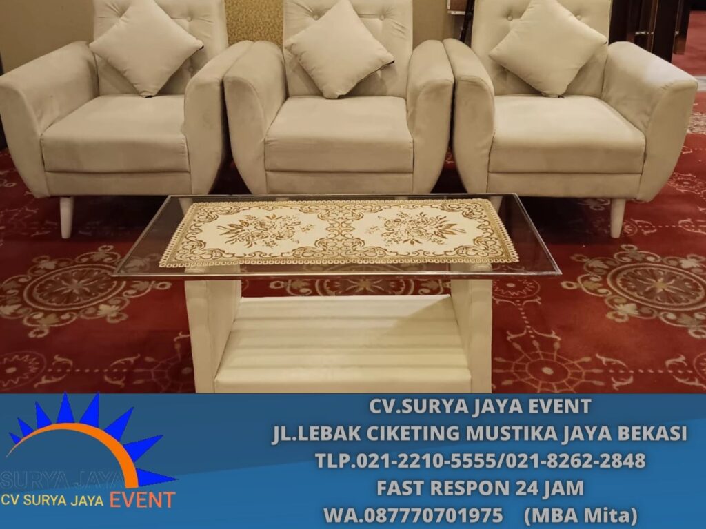 Penyewaan Sofa Bludru Cream Event Hotel indonesia kempinski