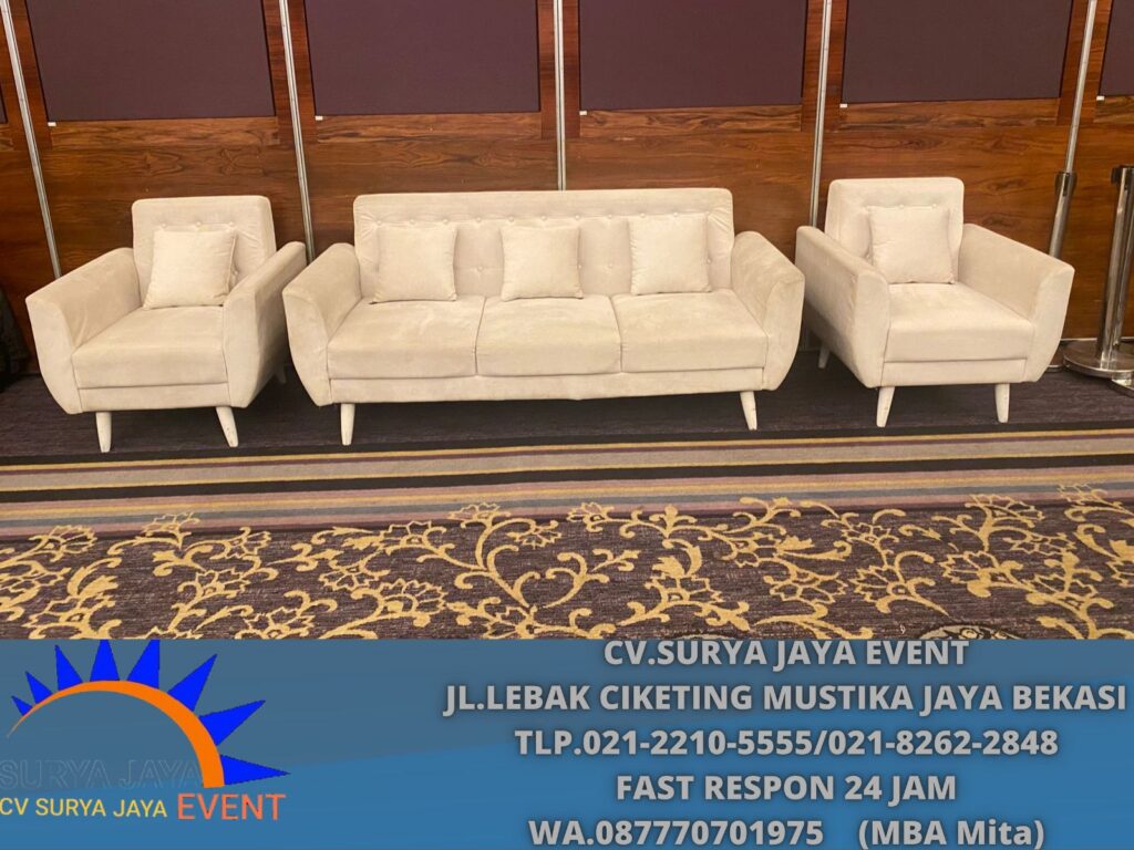 Penyewaan Sofa Bludru Cream Event Hotel indonesia kempinski