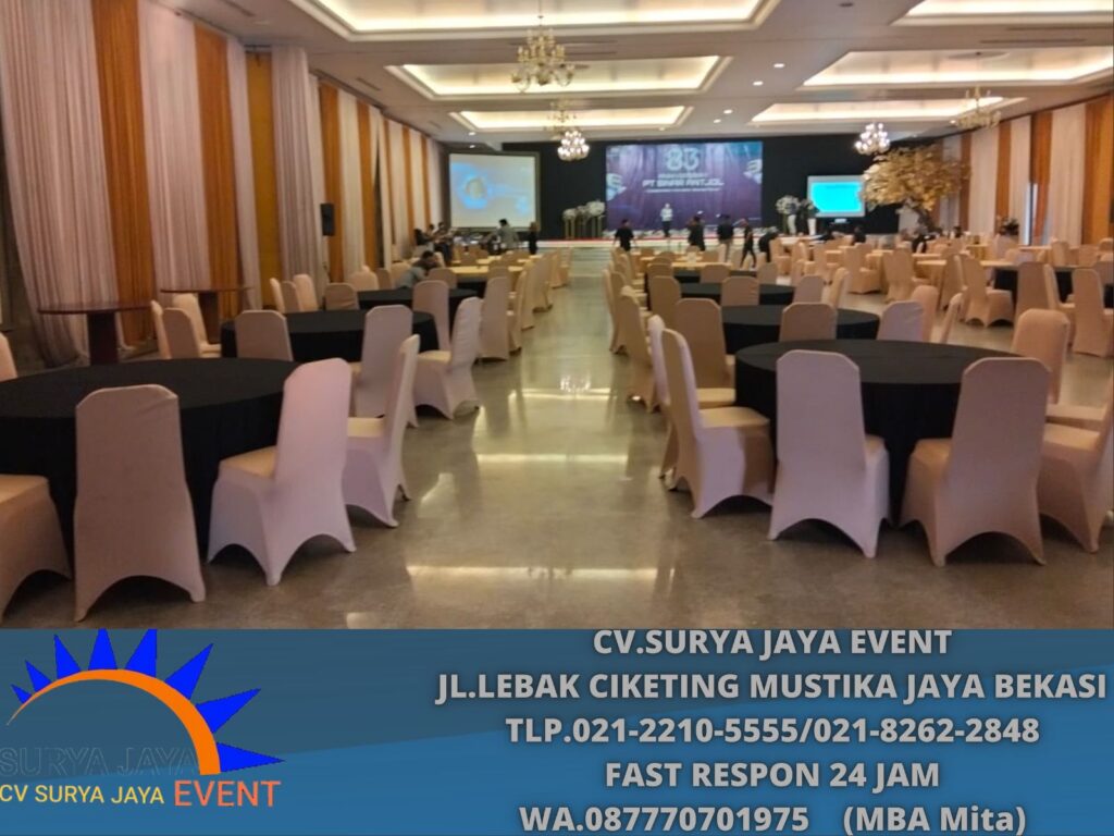 Sewa Meja Bundar D180,D160 Cover Tebar Hitam Tangerang