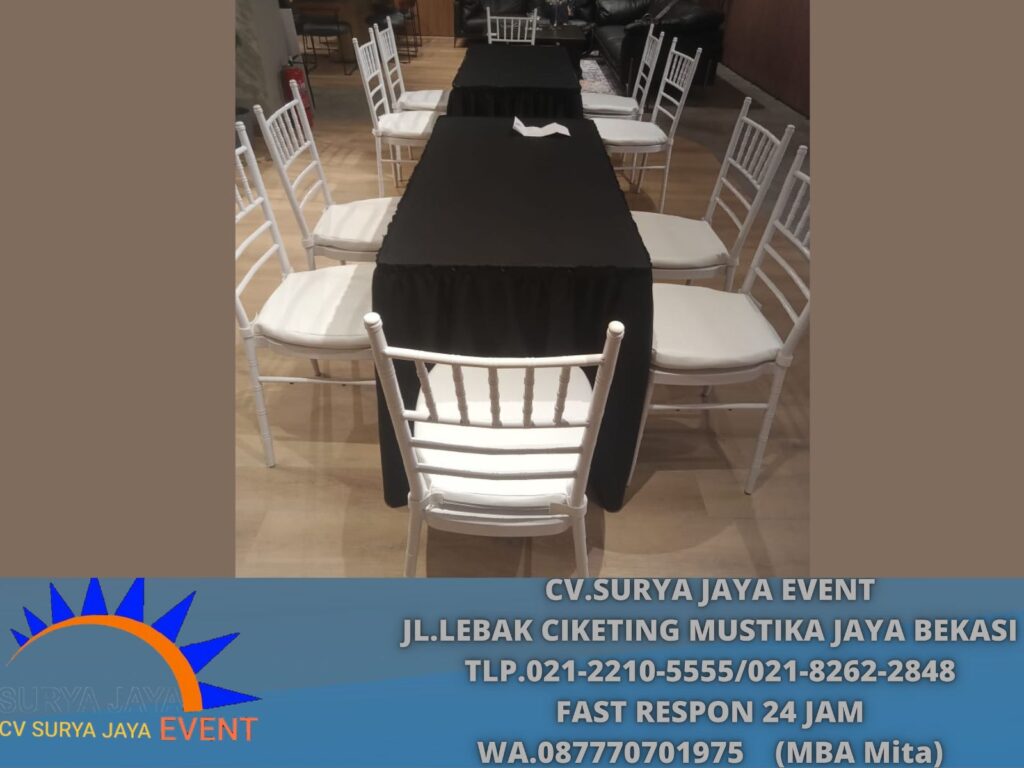 Gudang Sewa Meja Set Kursi Tiffany Putih Event Lipo Cikarang
