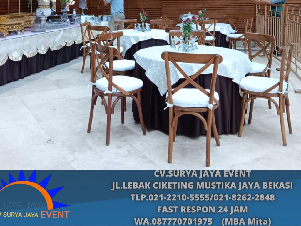 Rental Cross Back Chairs Dan round Table Event Hotel Borobudur Jakarta