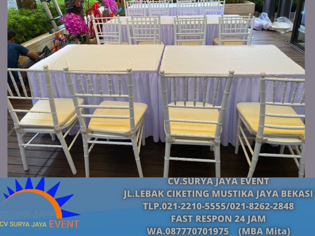 Gudang Sewa Meja Set Kursi Tiffany Putih Event Lipo Cikarang