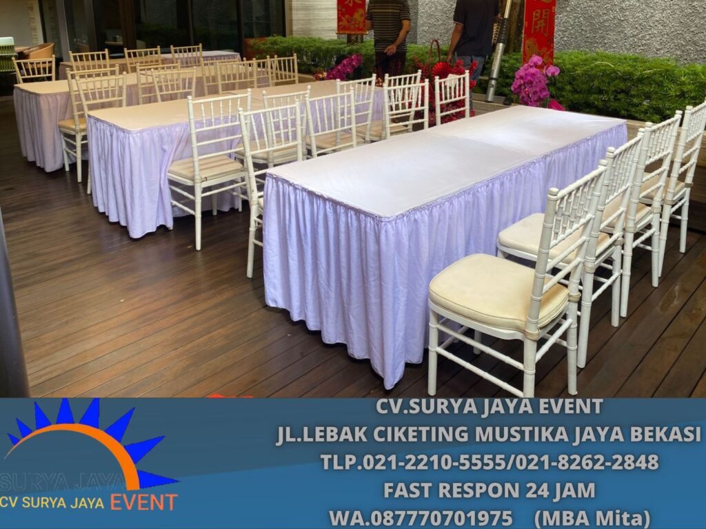 Gudang Sewa Meja Set Kursi Tiffany Putih Event Lipo Cikarang