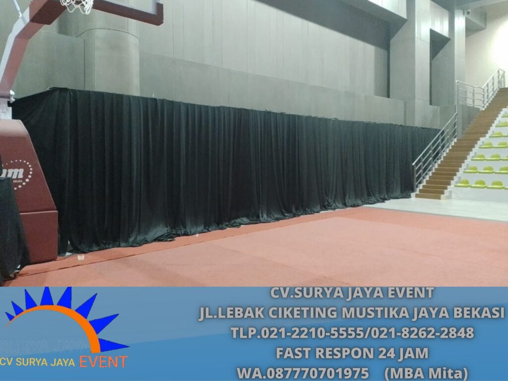 Sewa Tirai Penutup Dinding Lotto Hitam Event Kemenpar Jakarta