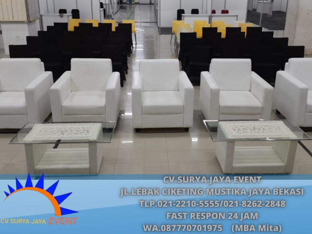 Pusat Sewa Sofa Putih Single Dan Meja Kaca VIP Jakarta