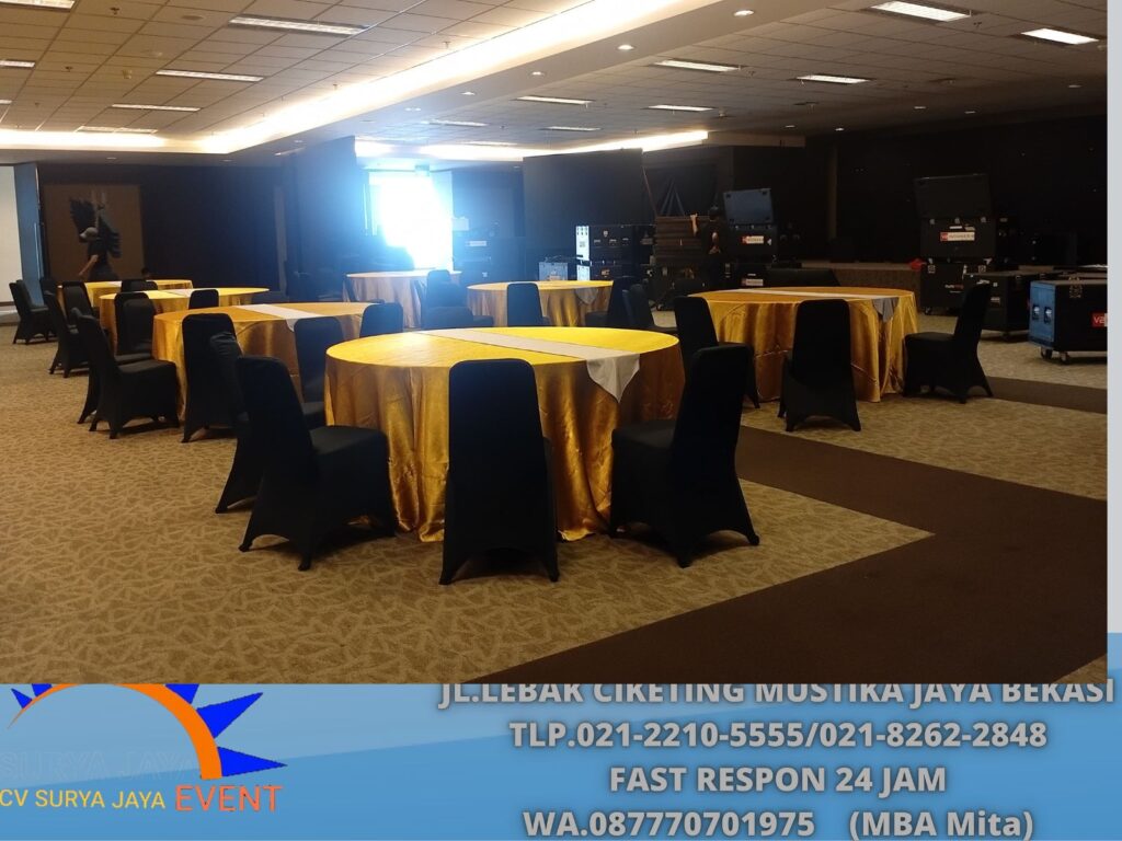 Rental Round Table Lengkap Cover Dan Aksesoris Cawang Jaktim