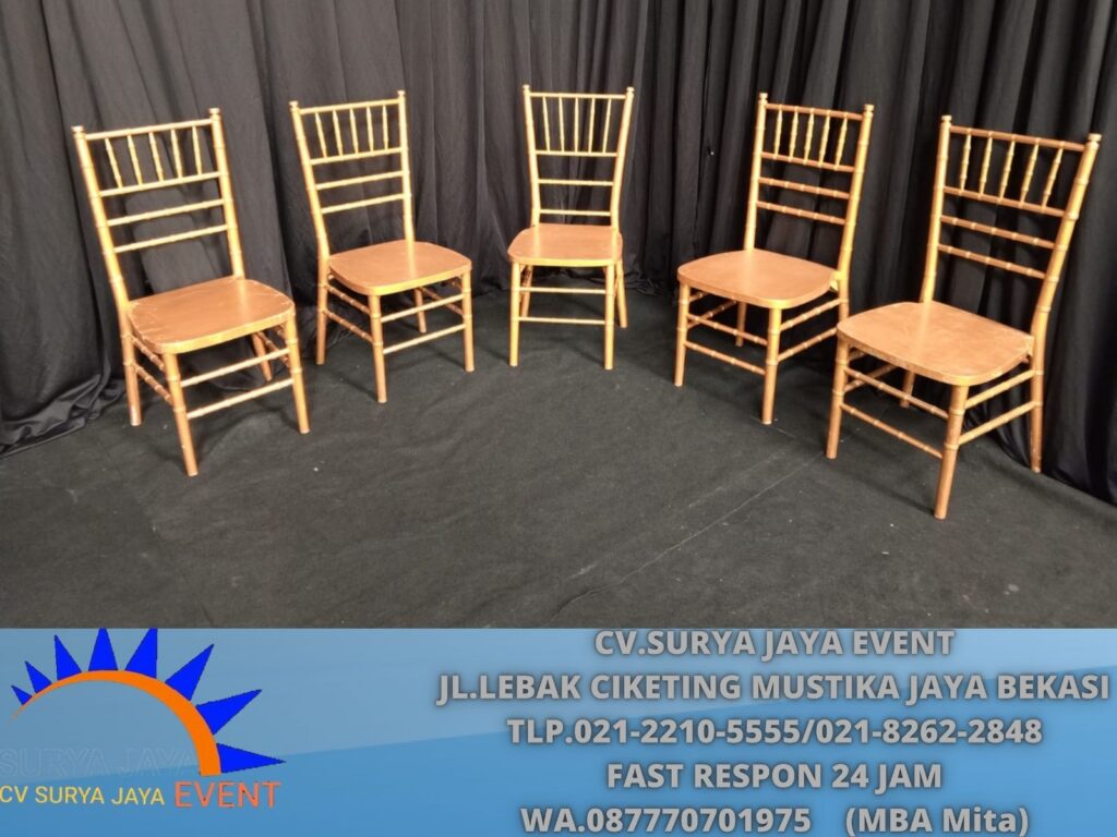 Spesialis Rental Kursi Tiffany VIP Gold Bahan Kayu Jati Depok