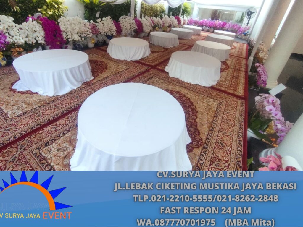 Sewa Meja Lesehan Taplak Tebar Putih Jakarta
