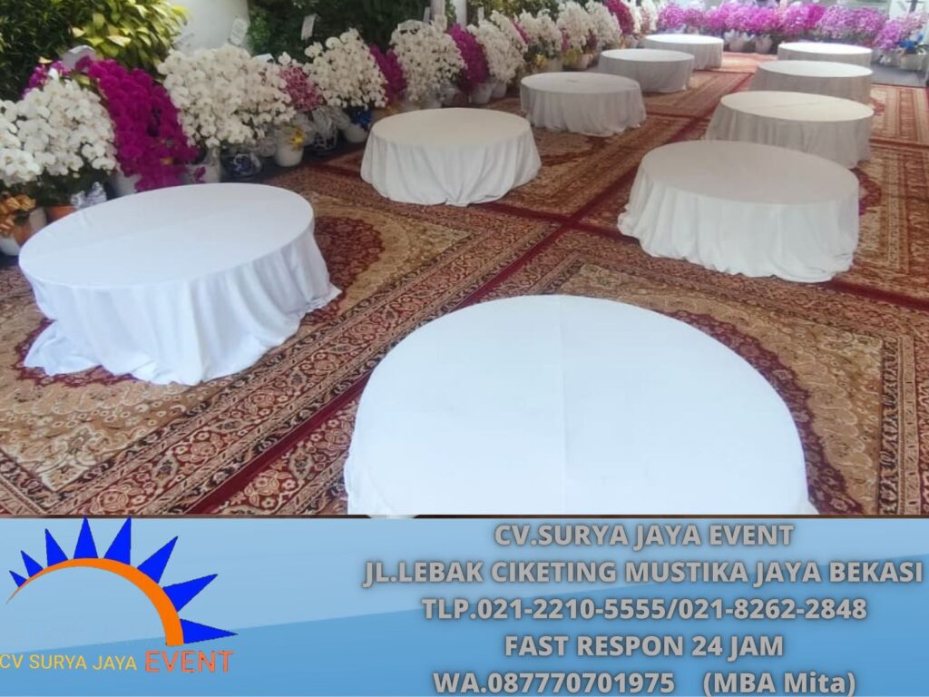 
Sewa Meja Lesehan Taplak Tebar Putih Jakarta