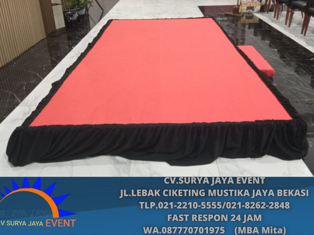 Sewa Panggung Rumbai Hitam Karpet Biru Dan Merah Area Jakarta