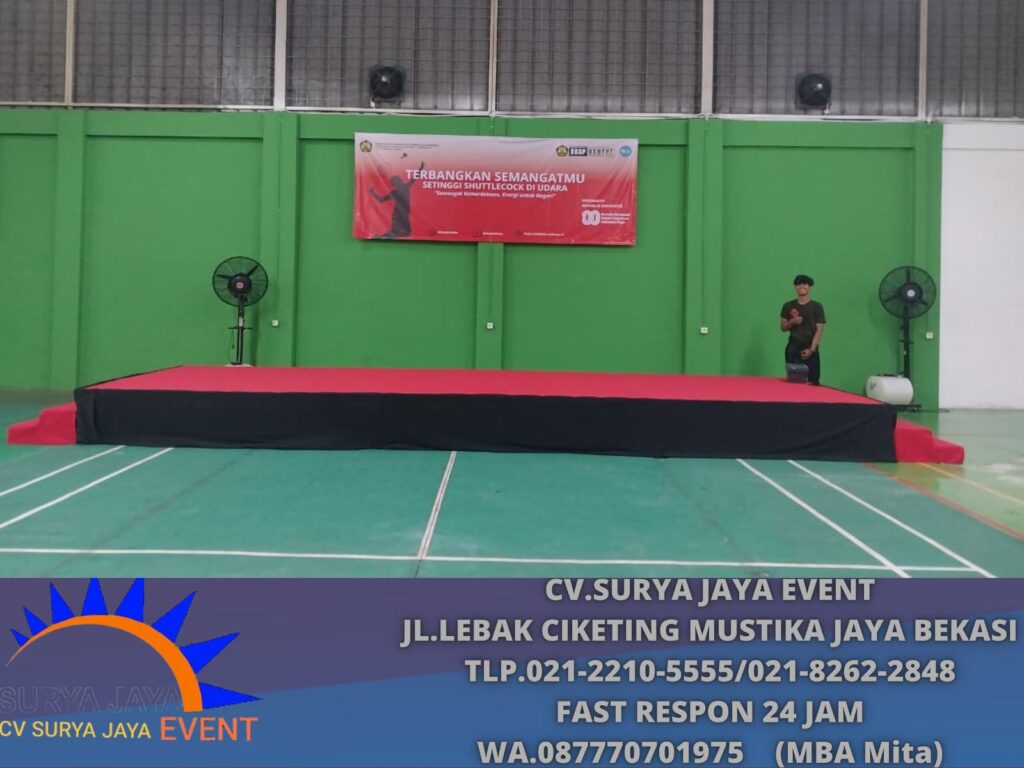 Sewa Panggung Rumbai Hitam Karpet Biru Dan Merah Area Jakarta