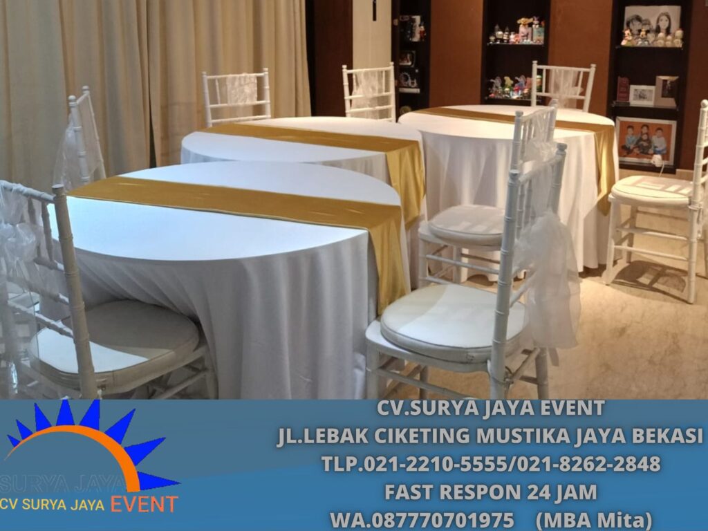 Sewa Round Table Set Kursi Tifffany VIP Putih Jakarta