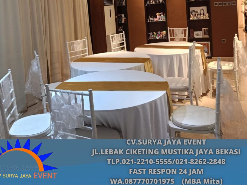 Sewa Round Table Set Kursi Tifffany VIP Putih Jakarta