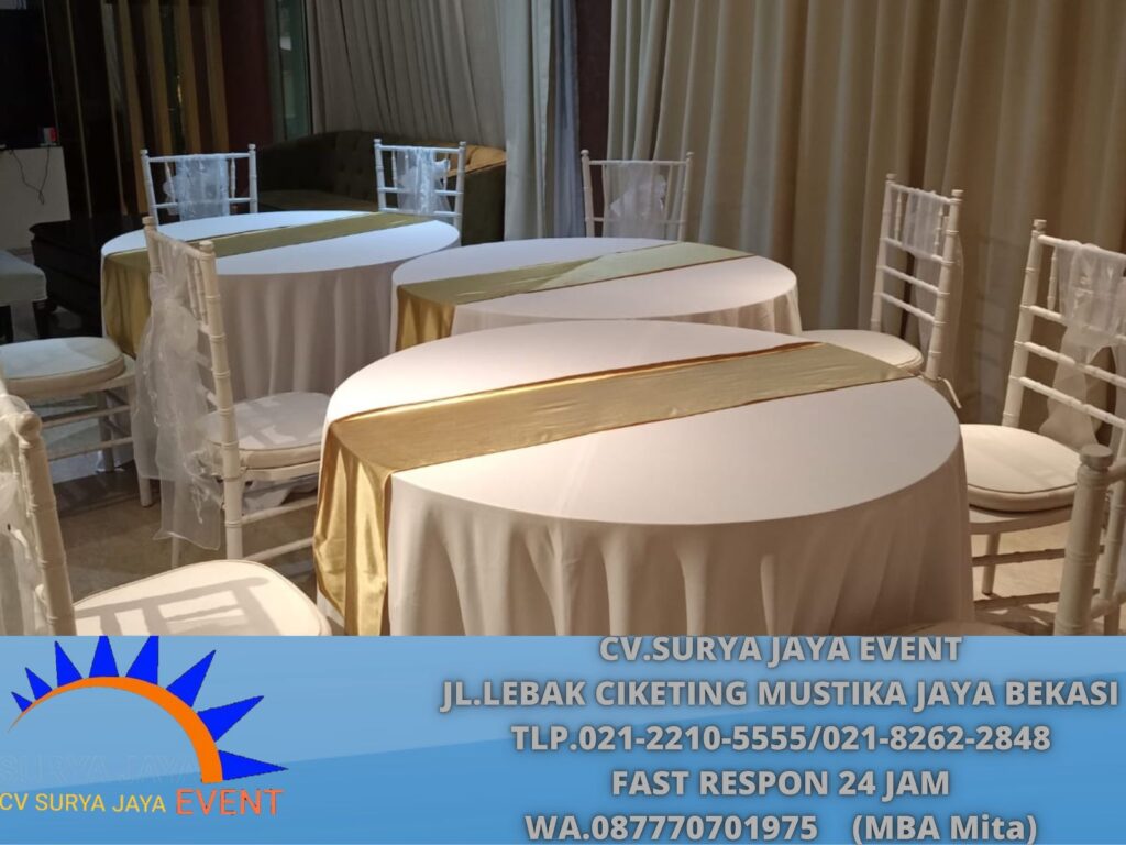 Sewa Round Table Set Kursi Tifffany VIP Putih Jakarta