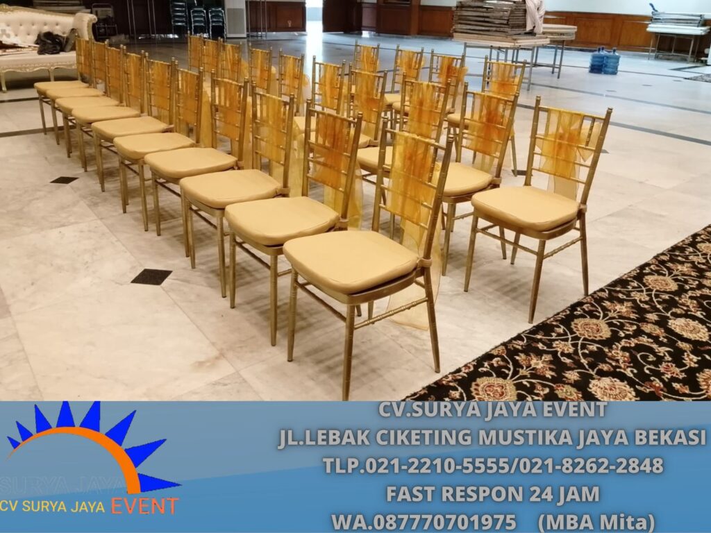 Rental Kursi Olivia Dan Tiffany Kayu Warna Gold Area Simpruk