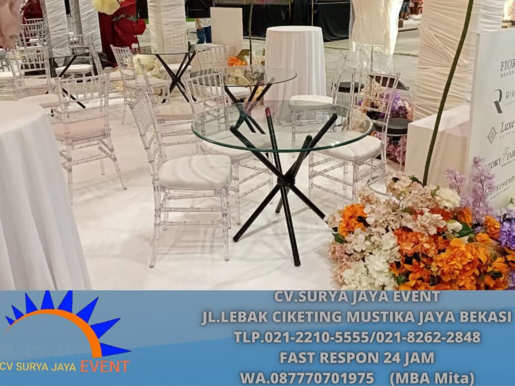 Sewa Kursi Tiffany Acrylic,Meja Dealing,Barstool PIK 2