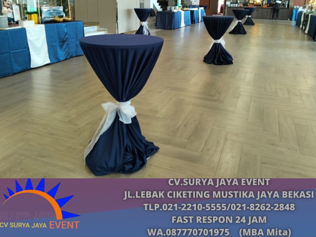 Rental Meja Bar Cover Tebar Biru Area Jakarta