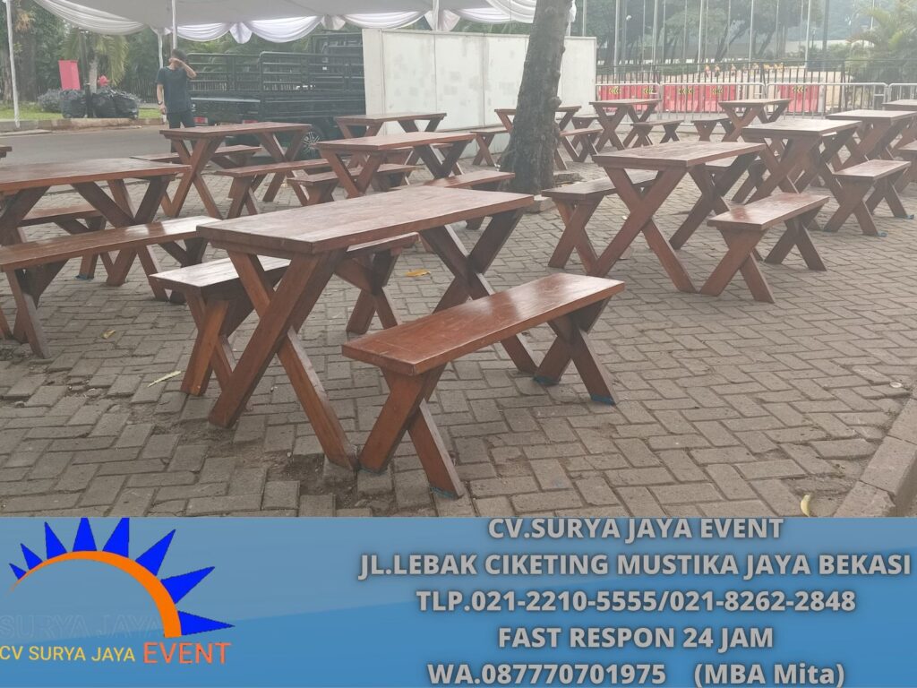 Rental Meja Kursi Taman  Kayu Kualitas Baik Area Jakarta