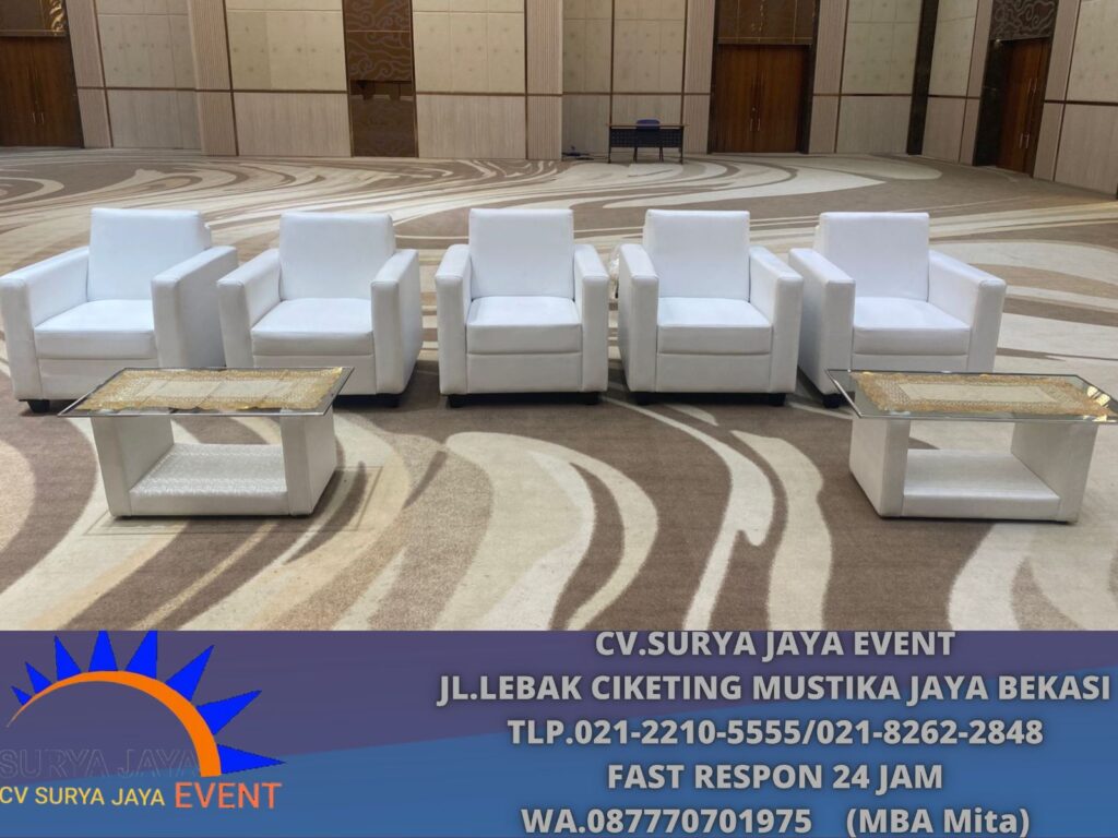 Sewa Sofa Kotak Dan Oval Putih Bersih area Jakpus