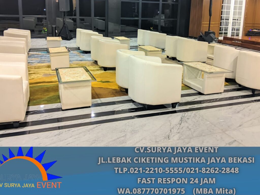 Rental Meja Kaca VIP,Sofa Oval Set Bersih Terawat Area Depok