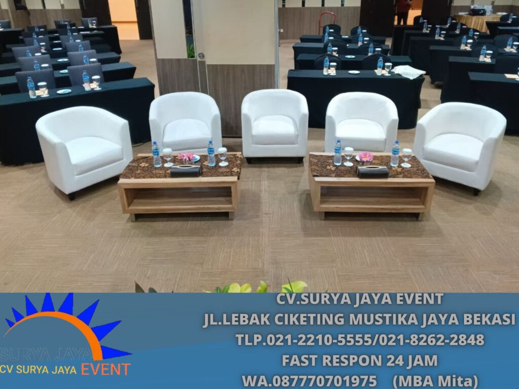 Sewa Sofa Kotak Dan Oval Putih Bersih area Jakpus
