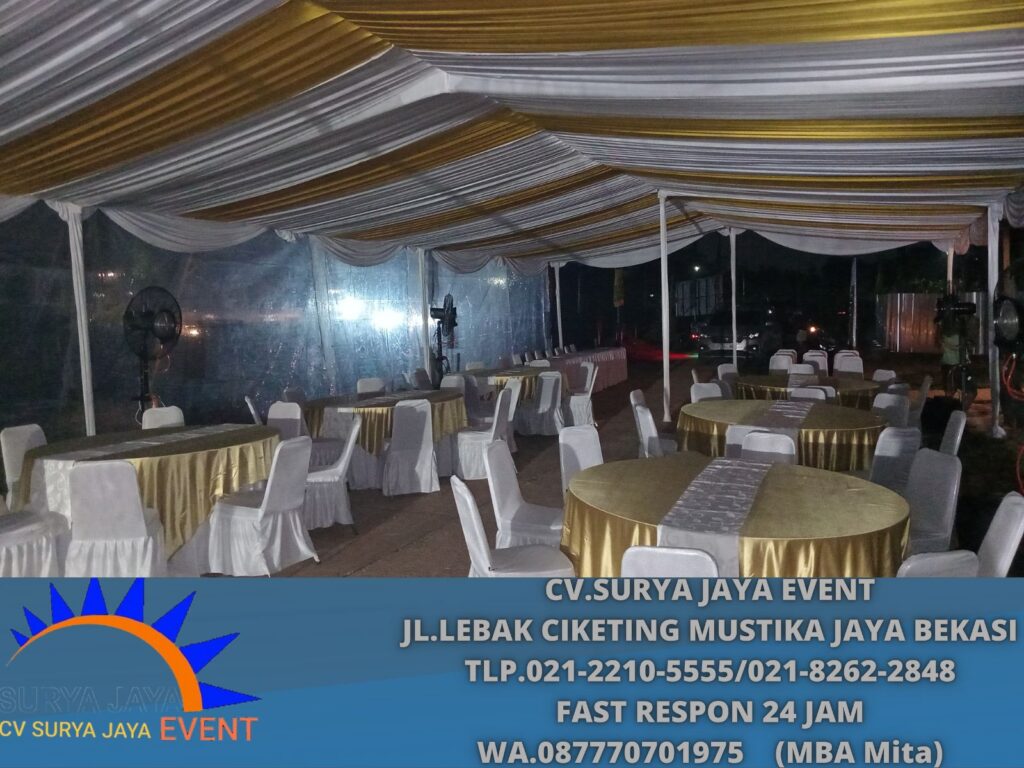 Rental Tenda Dekor Kain Serut Putih Jakarta