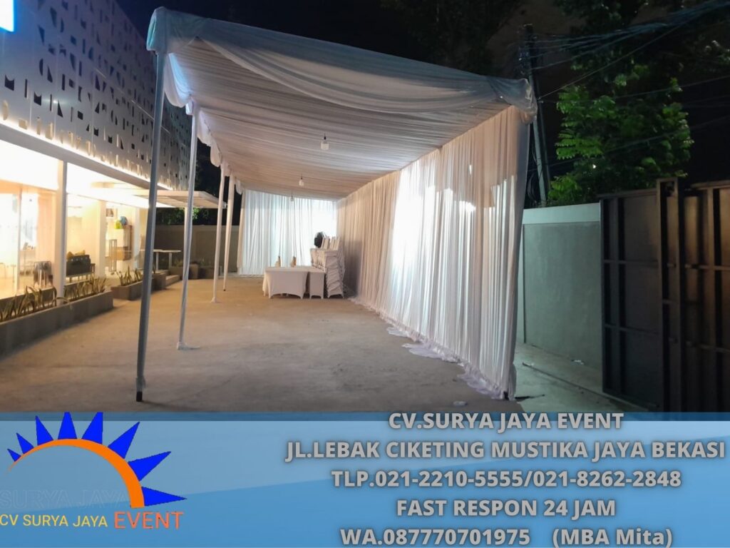 Rental Tenda Dekor Kain Serut Putih Jakarta