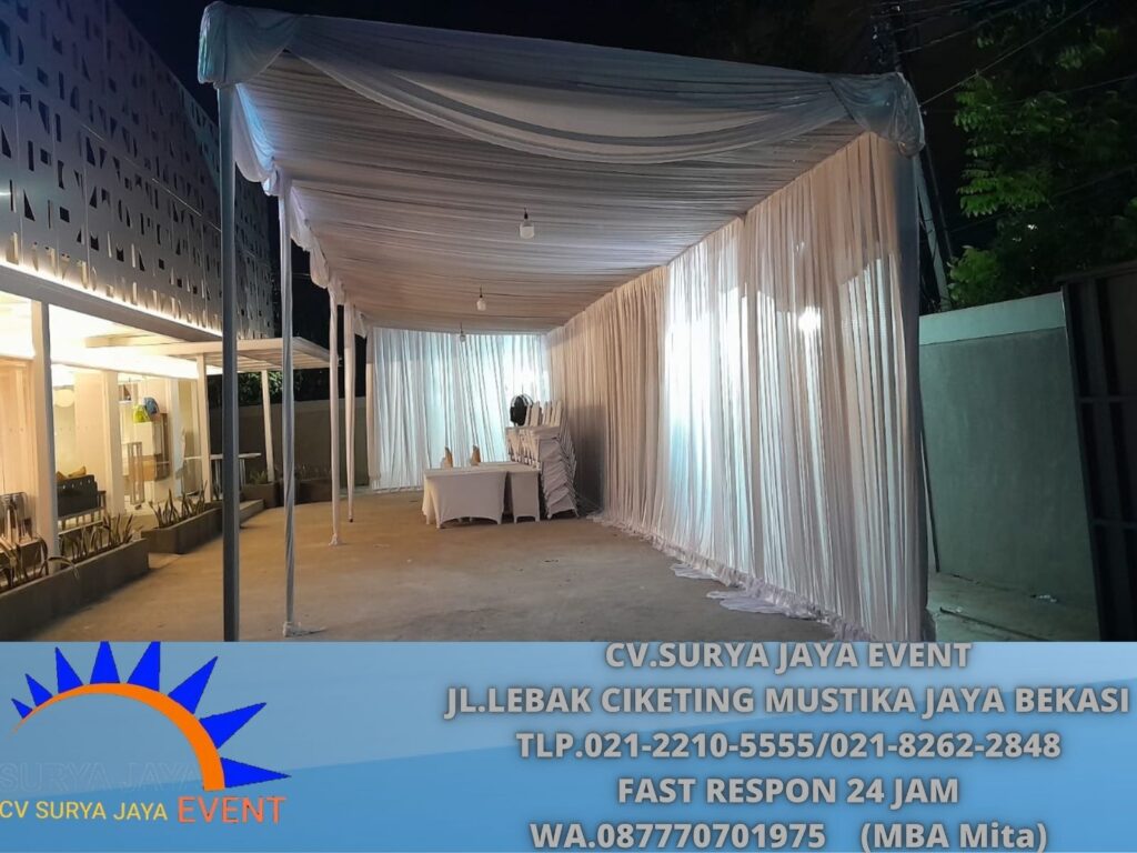 Sewa Tenda Dekorasi Serut Dan Poni Putih Jakarta