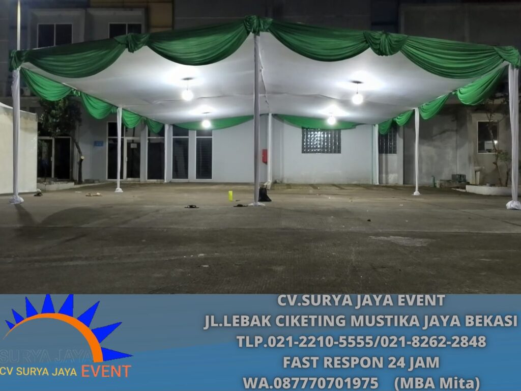 Rental Tenda Plafon Rumbai Hijau Tua Event Batuceper Tanggerang