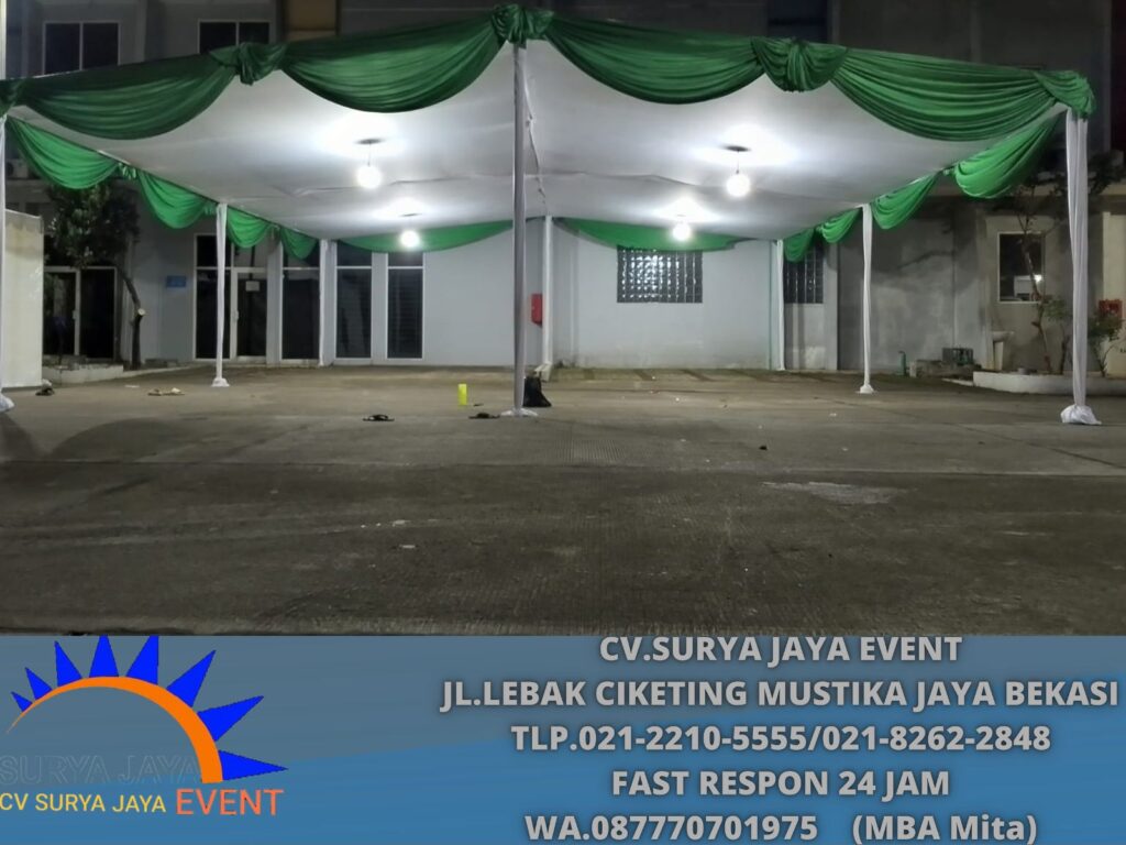 Rental Tenda Plafon Rumbai Hijau Tua Event Batuceper Tanggerang