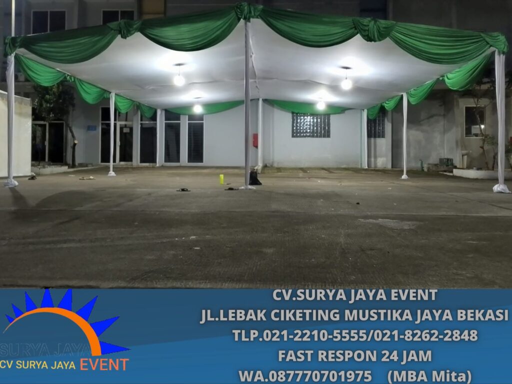 Rental Tenda Plafon Rumbai Hijau Tua Event Batuceper Tanggerang