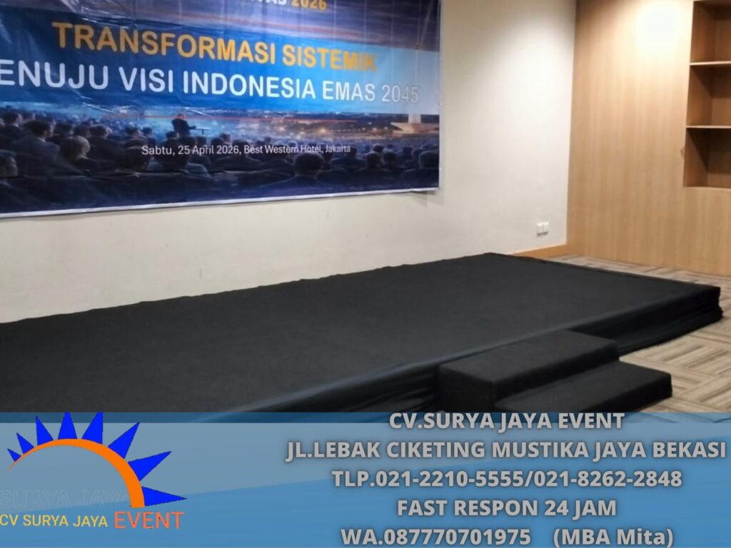 Rental Panggung 2x5 Tinggi 30cm Karpet Hitam Jakarta Timur