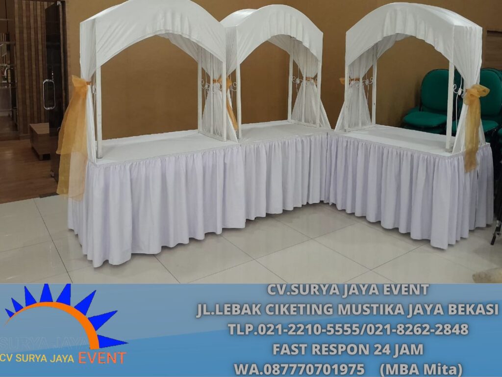 Sewa Meja Gubukan Taplak Skerting Putih Terdekat Jakarta