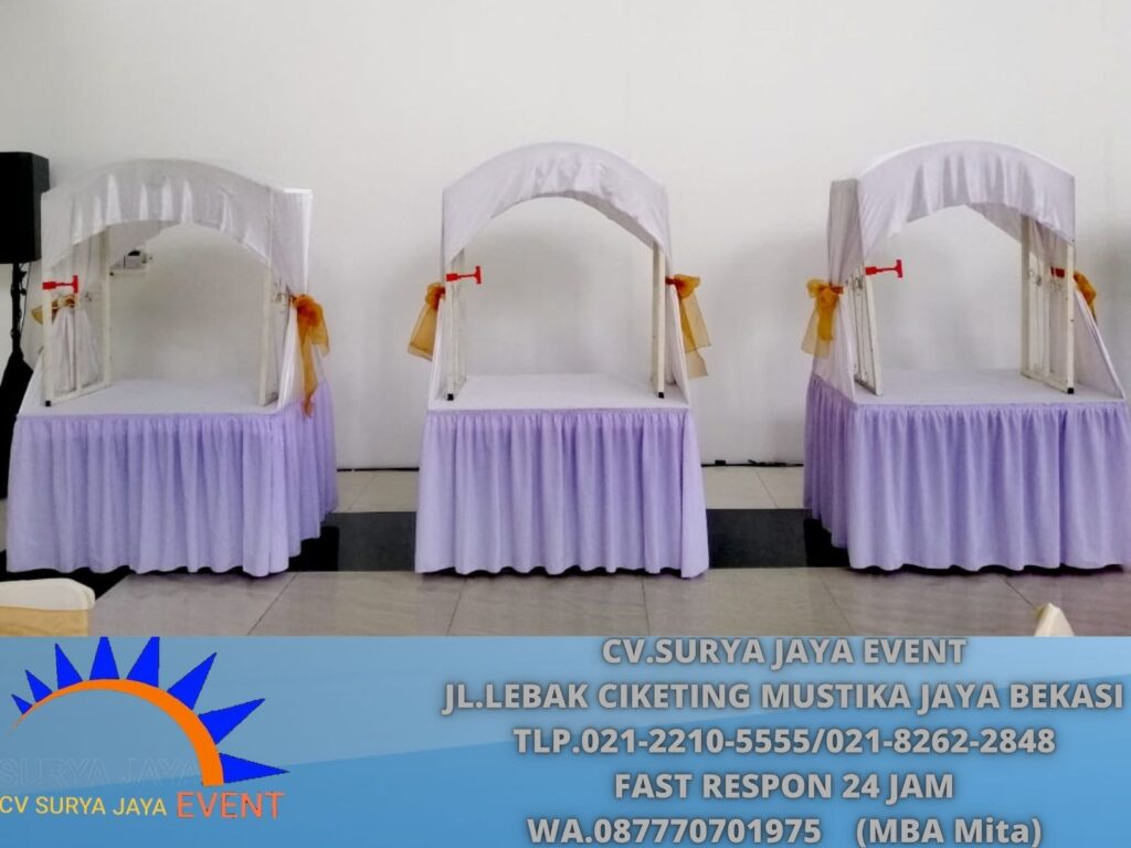 Sewa Meja Gubukan Taplak Skerting Putih Terdekat Jakarta