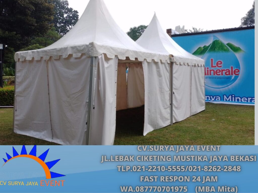 Rental TENDA SARNAFIL KERUCUT PUTIH Event BTN Ecopark Depok