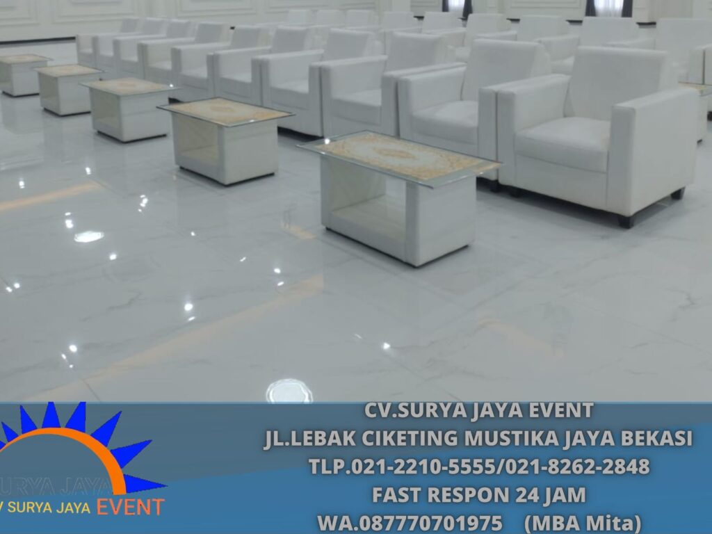Pusat Sewa SOFA PUTIH, MEJA VIP KACA Area Cileungsi Bogor